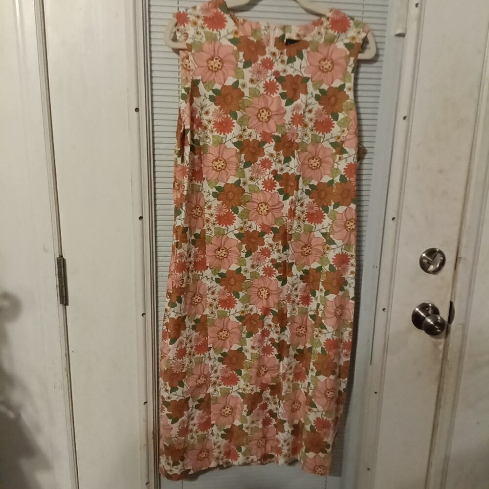 Harve Benard Vintage Women's 2pc Dress Blazer Linen Blend Size 14 White Floral - Picture 2 of 9